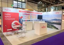 Stand for Fujitsu, with 2 walls, table & chairs and 4 counters