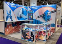 Jonard Tools stand, 2 walls with a long shelf, 2 display counters