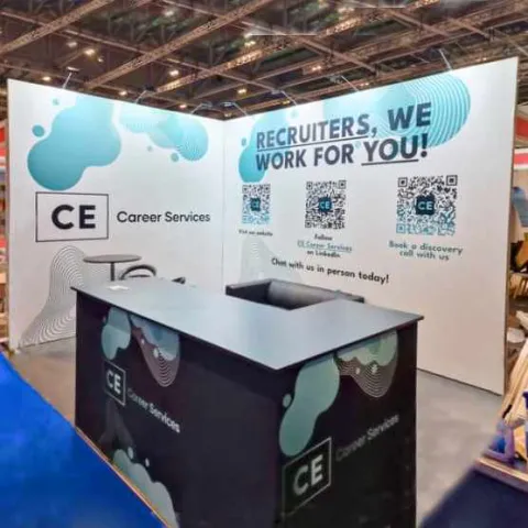 Career Services stand - 2 walls with a L-shape front counter