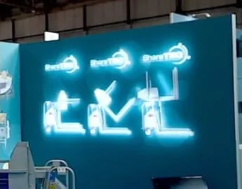 Animated led wall, three sections highlighted in LEDs